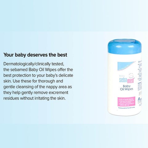Sebamed Baby Oil Wipes, Pack of 70's