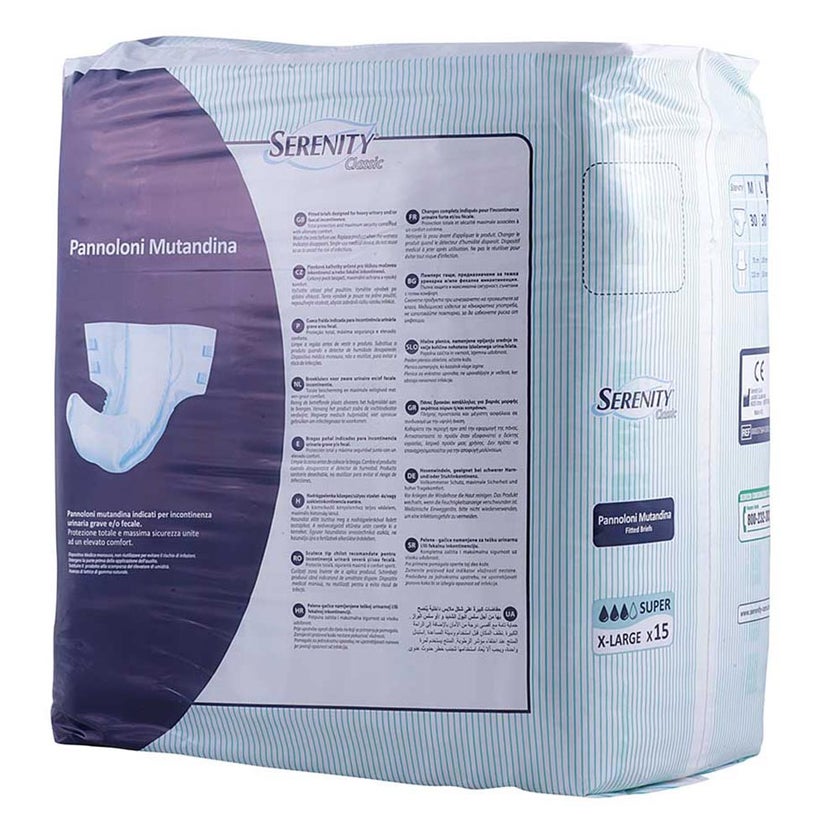 Serenity Classic Super Adult Diapers XL, Pack of 15's