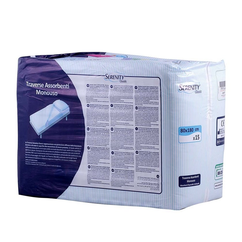 Serenity Classic Underpads 80 x 180cm, Pack of 15's