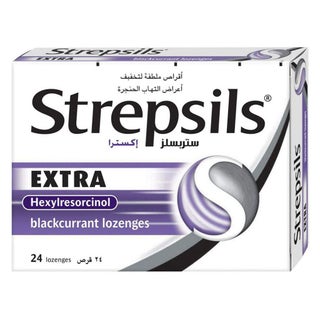 Strepsils Extra Blackcurrant Lozenges, Pack of 24's