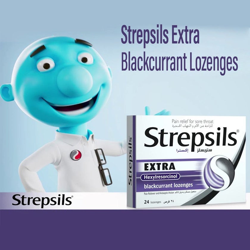 Strepsils Extra Blackcurrant Lozenges, Pack of 24's