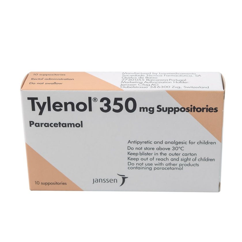 Tylenol 350mg Suppositories, Pack of 10's