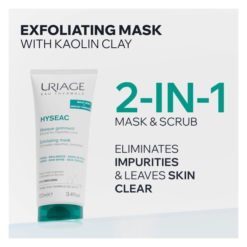 Uriage Hyseac Exfoliating Face Mask, Combination to Oily Skin - 100ml