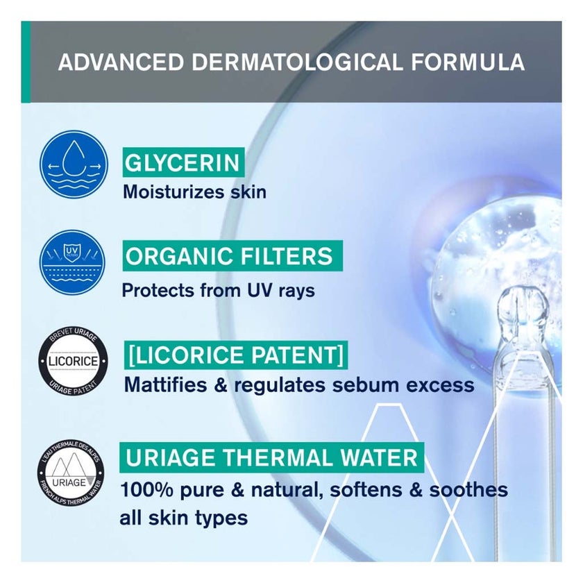 Uriage Hyseac SPF50+ Moisturising & Mattifying Sunscreen Fluid For Combination To Oily Skin 50ml