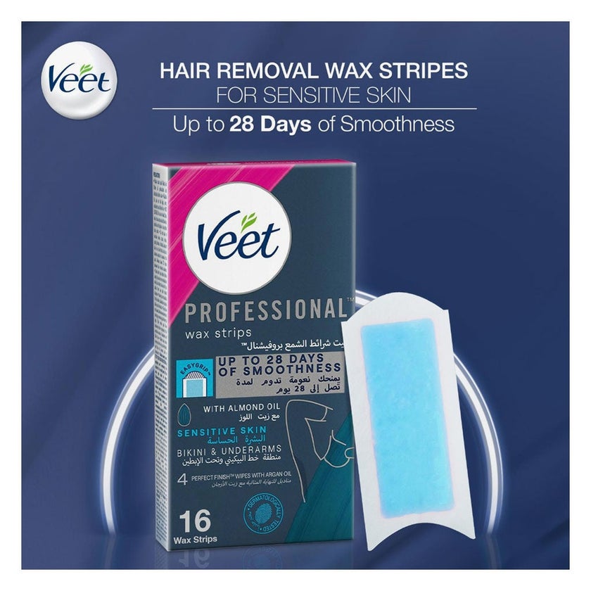 Veet Bikini & Under Arm Sensitive Skin Wax Strips, Pack of 16's