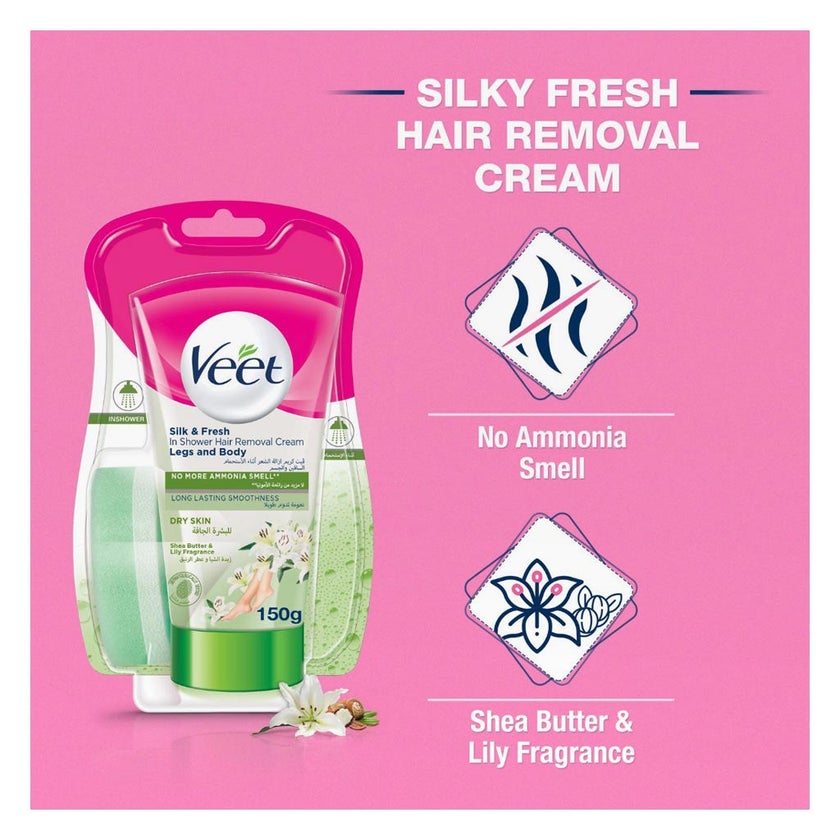 Veet In Shower Hair Removal Cream For Dry Skin 150g