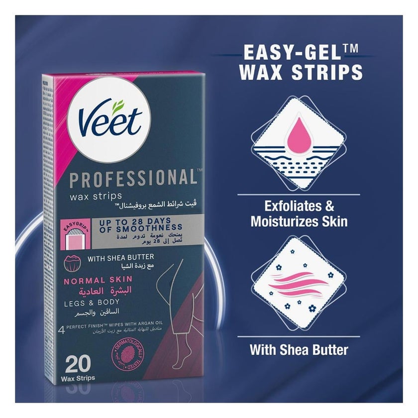 Veet Normal Skin Wax Strips, Pack of 20's