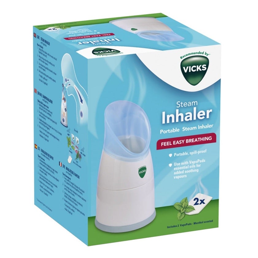 Vicks Portable Manual Steam Inhaler With Menthol Scented Vapopads 