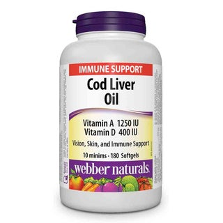 Webber Naturals Cod Liver Oil With Vitamin A & D Softgel Capsules, Pack of 180’s