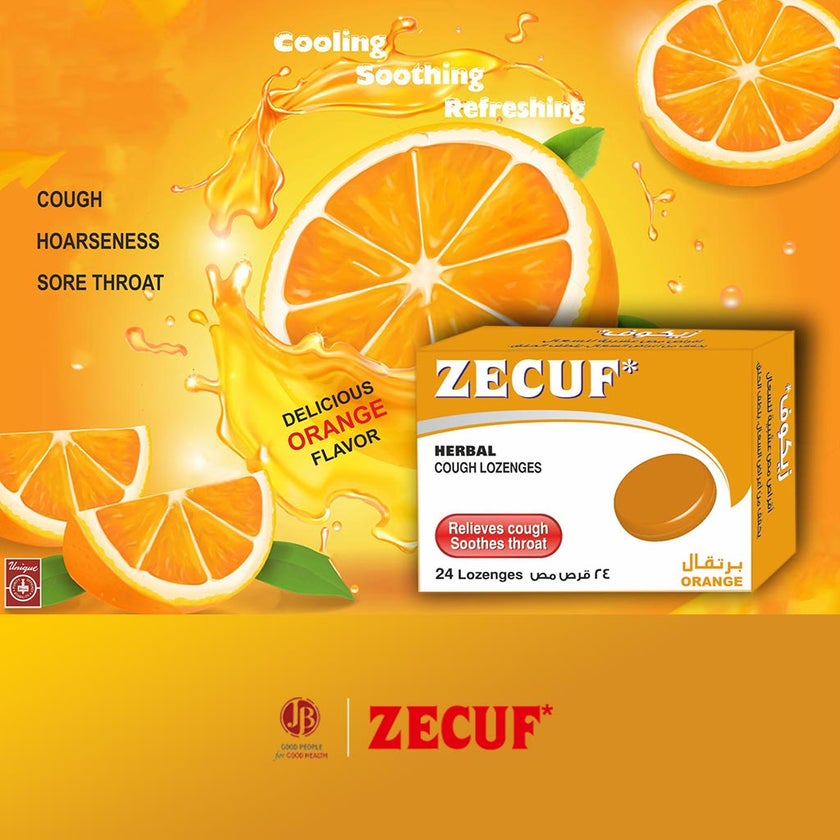 Zecuf Herbal Cough Orange Lozenges, Pack of 24's