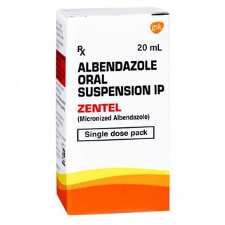Zentel Oral Suspension Albendazole 100mg/5ml For Deworming 20ml