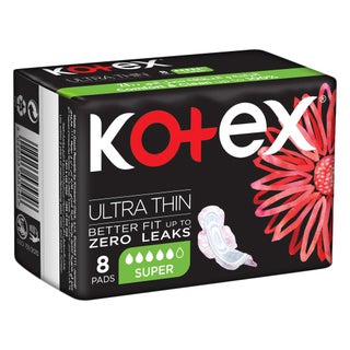 Kotex Ultra Thin Sanitary Pads With Wings, Super Size, Pack of 8's