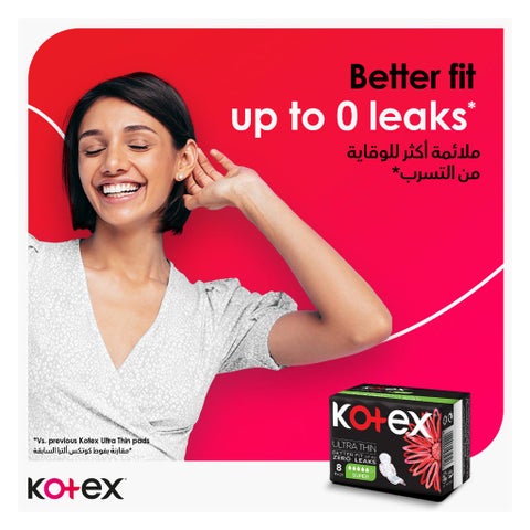 Kotex Ultra Thin Sanitary Pads With Wings, Super Size, Pack of 8's