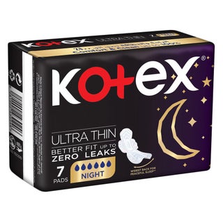 Kotex Ultrathin Night Sanitary Pads With Wings For Overnight Protection, Pack of 7's