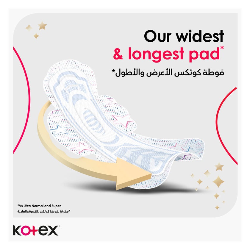 Kotex Ultrathin Night Sanitary Pads With Wings For Overnight Protection, Pack of 7's