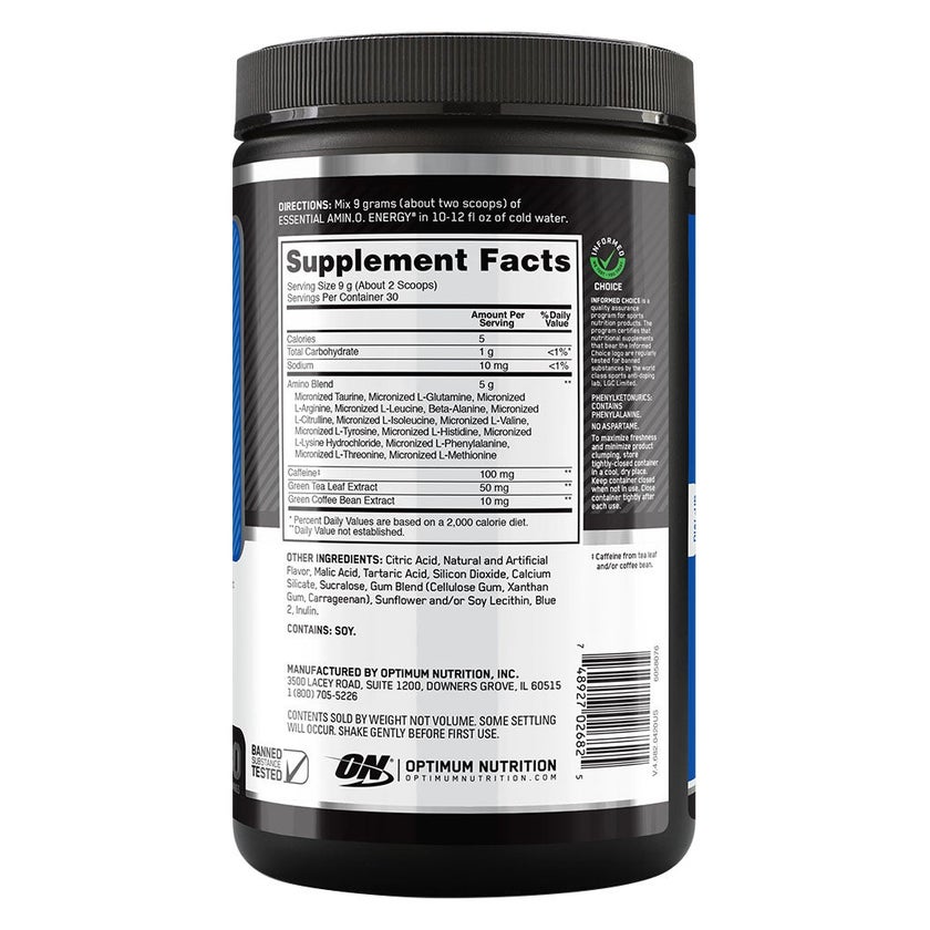 Optimum Nutrition Essential Amino Energy Blue Raspberry Flavour 30 Servings