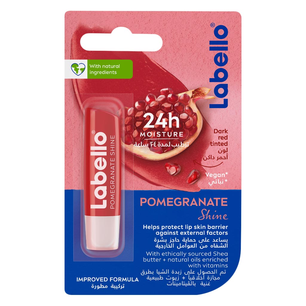 Labello 24H Moisture Pomegranate Shine Lip Balm 4.8g - Dark Red Tint ...