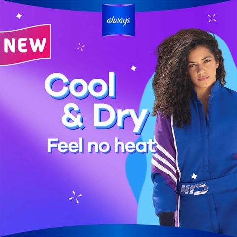 Always Cool & Dry, No Heat Feel, Maxi Thick, Large Sanitary Pads With Wings, Pack of 10's