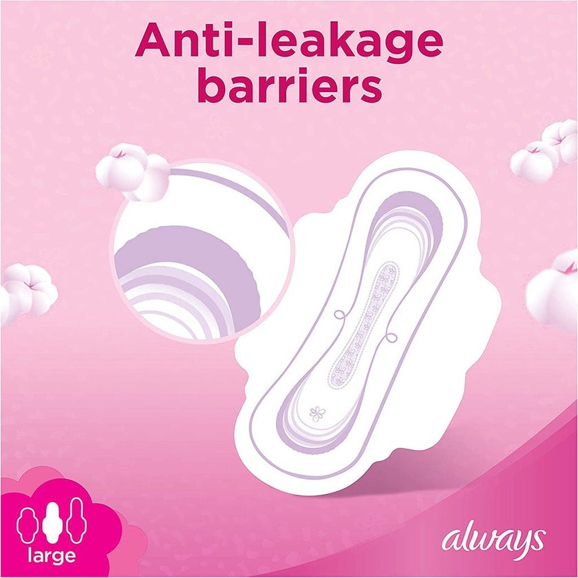 Always Cotton Soft Ultra Thin Large Sanitary Pads With Wings, Pack of 16's