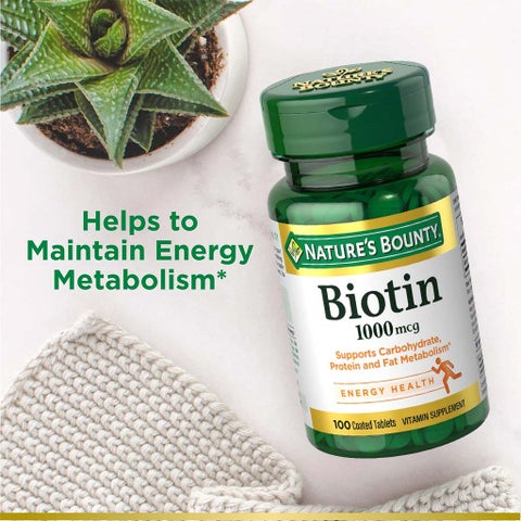 Nature's Bounty Biotin 1000mcg Capsules, Pack of 100's