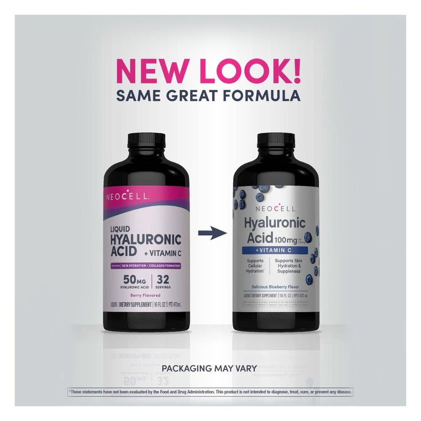 NeoCell Hyaluronic Acid Blueberry Liquid With Vitamin C For Skin & Joints 473ml