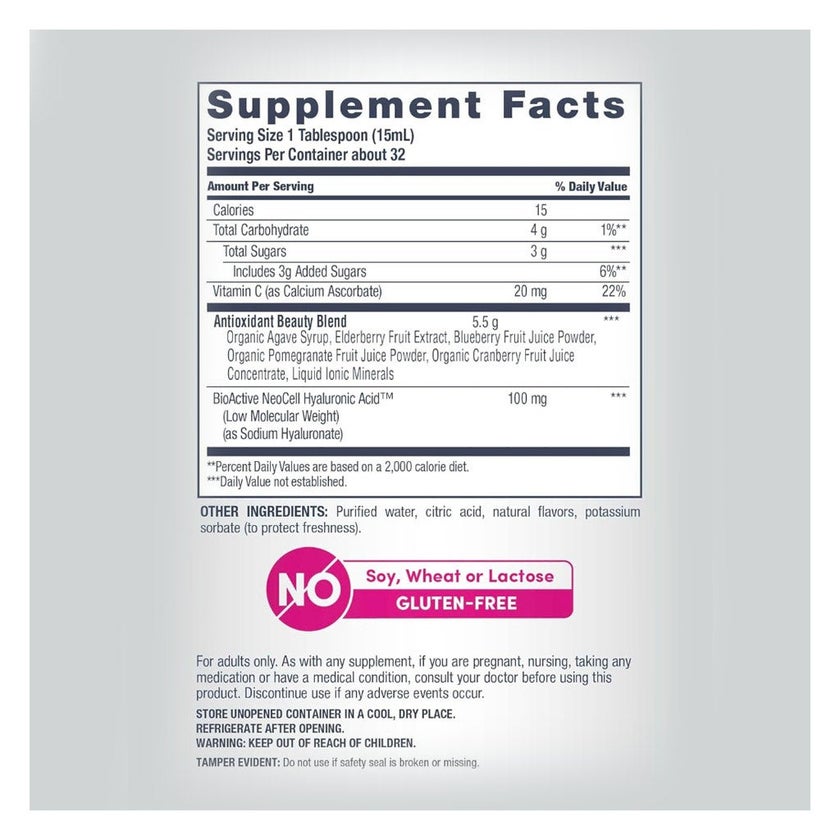 NeoCell Hyaluronic Acid Blueberry Liquid With Vitamin C For Skin & Joints 473ml