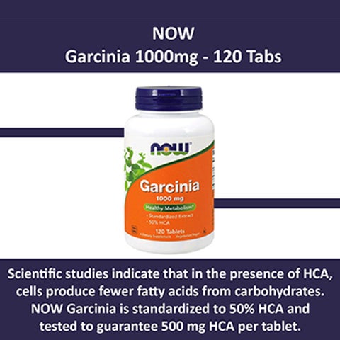 Now Garcinia 1000mg Vegetarian Tablets For Healthy Metabolism, Pack of 120's