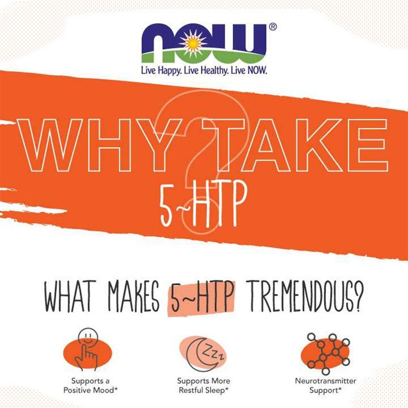 Now 5-HTP 100mg Vegetarian Capsules For Positive Mood & Neurotransmitter Support, Pack of 60's
