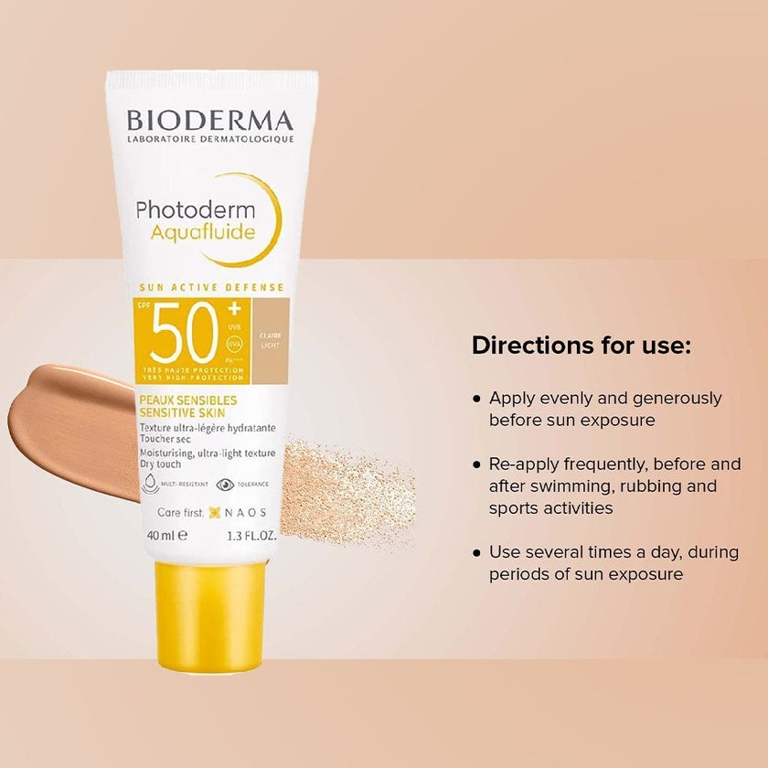Bioderma Photoderm Aquafluide Very High Protection Sunscreen With SPF50+ & PA++++ - Light Tinted 40ml