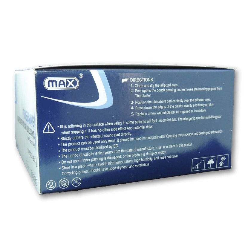 Max Dressing Max Adhesive Wound Dressing 10 x 10cm, Pack of 50's - myAster