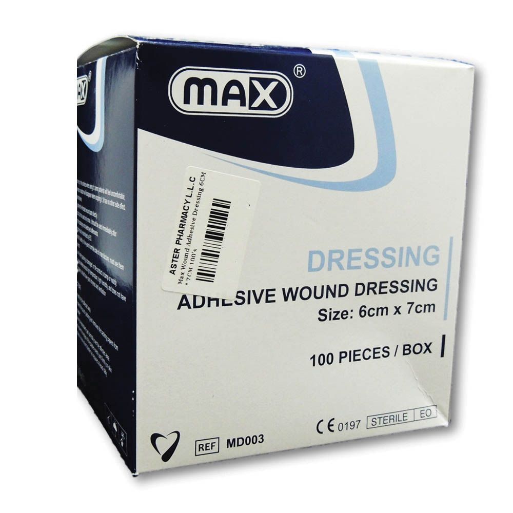 Max Adhesive Wound Dressing 6 x 7cm, Pack of 100's - myAster