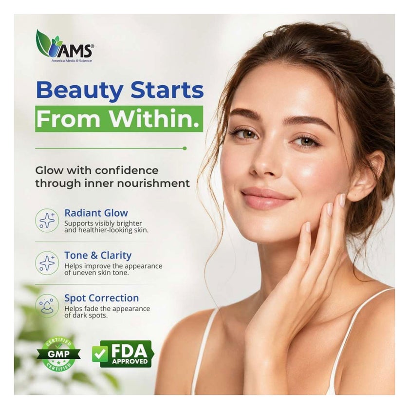 AMS Pearly Skin Whitening Glutathione Capsules - 60 Capsules