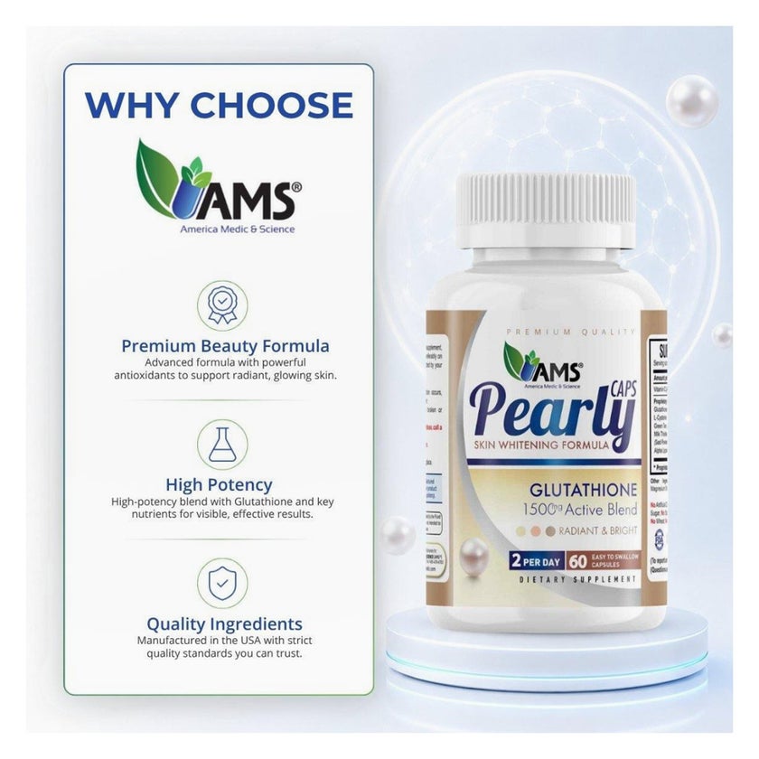 AMS Pearly Skin Whitening Glutathione Capsules - 60 Capsules