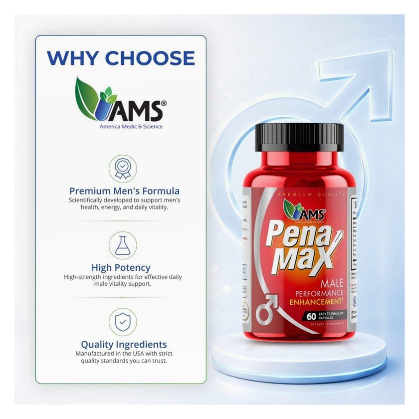 AMS Penamax Male Performance Enhancer Capsules - 60 Capsules