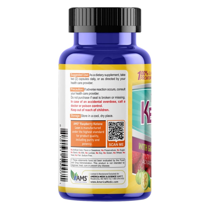 AMS Raspberry Ketone Lean Capsules, Weight Management - 60 Capsules