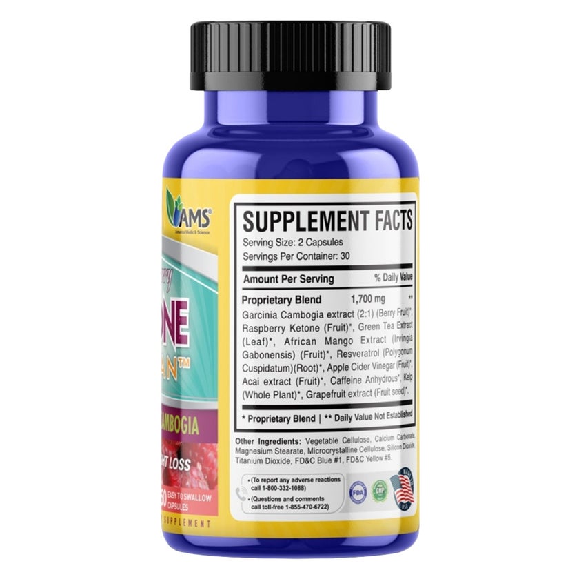 AMS Raspberry Ketone Lean Capsules, Weight Management - 60 Capsules