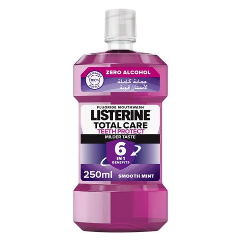 Listerine Total Care Teeth Protect Mild Taste Fluoride Mouthwash With Zero Alcohol 250ml