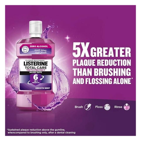 Listerine Total Care Teeth Protect Mild Taste Fluoride Mouthwash With Zero Alcohol 250ml
