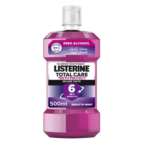 Listerine Total Care Teeth Protect Mild Taste Fluoride Mouthwash With Zero Alcohol 500ml