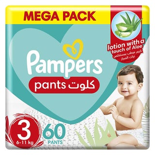 Pampers Baby-Dry Baby Diapers With Aloe Vera, Size 3, 6-11Kg, Mega Pack of 60's
