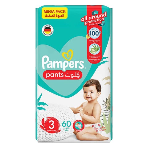 Pampers Baby-Dry Baby Diapers With Aloe Vera, Size 3, 6-11Kg, Mega Pack of 60's