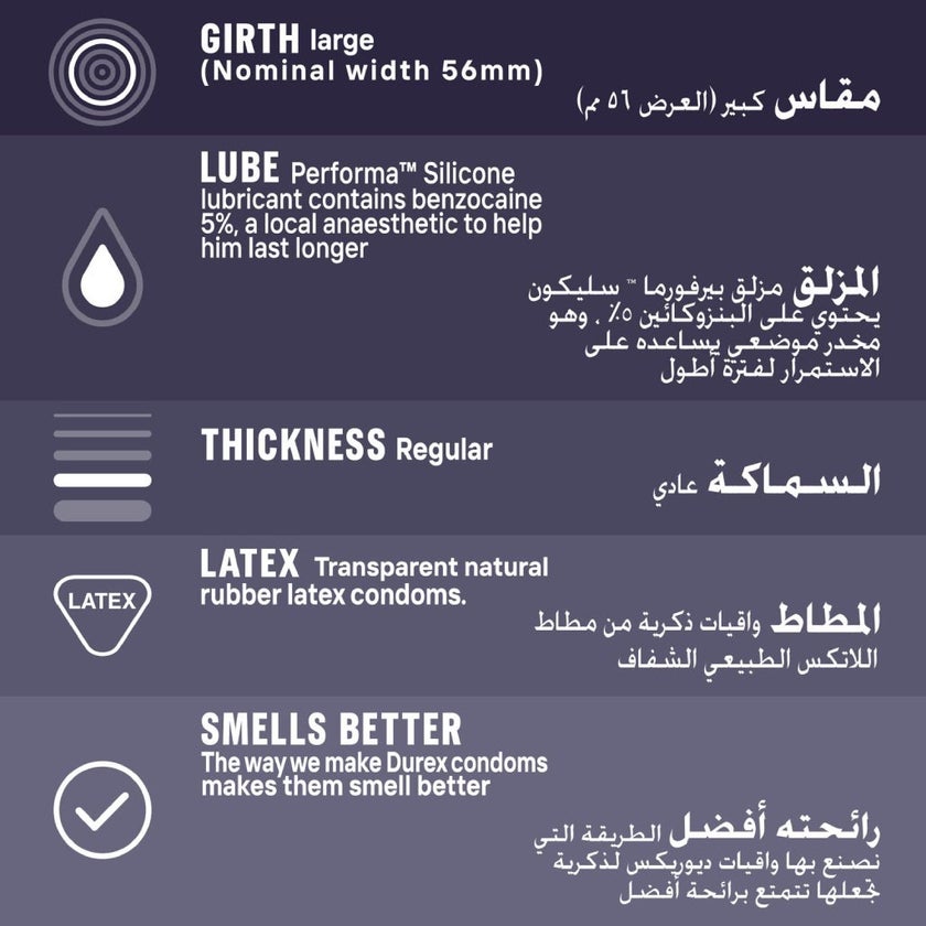 Durex Extended Pleasure Condoms, Pack of 12's