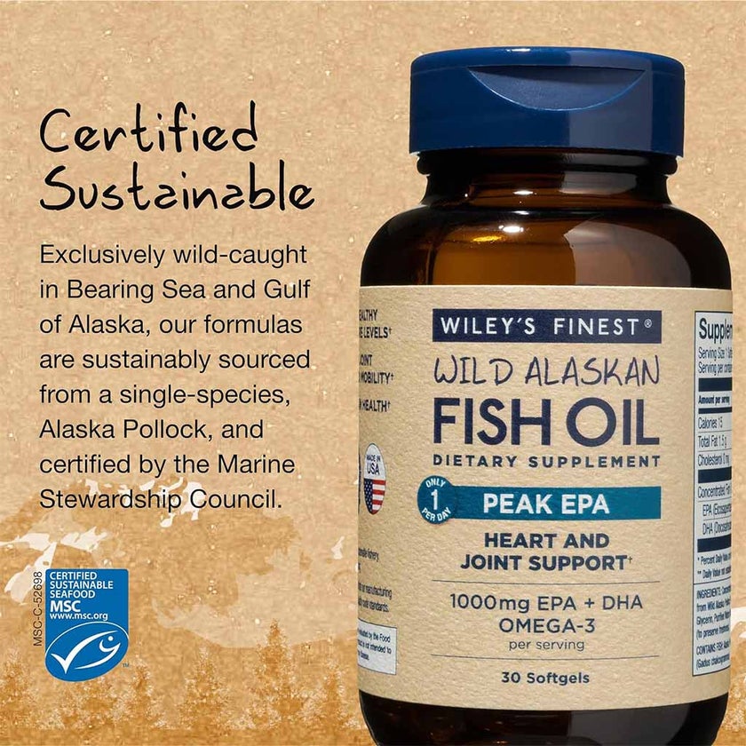 Wiley's Finest Peak EPA 1000mg Omega 3 Softgels, Pack of 30's