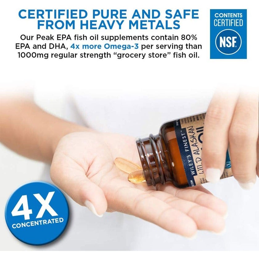 Wiley's Finest Peak EPA 1000mg Omega 3 Softgels, Pack of 60's