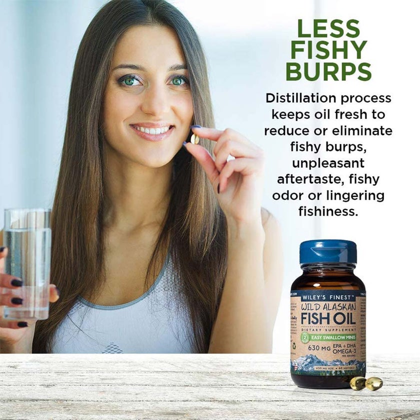 Wiley's Finest Easy Swallow Minis 630mg Omega 3 Softgels, 60's