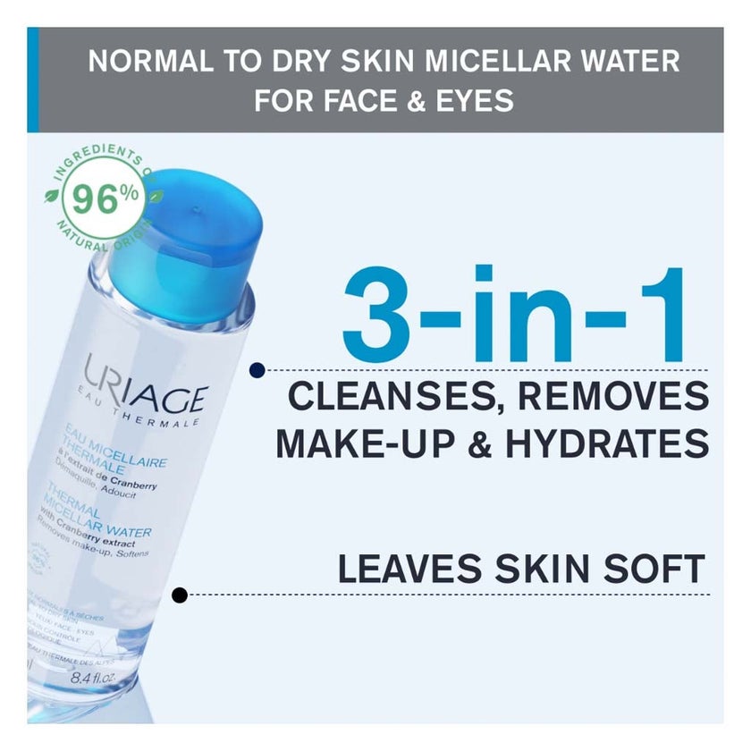 Uriage Thermal Micellar Water With Cranberry Extract For Normal To Dry Skin 250ml