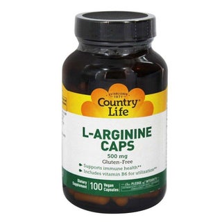 Country Life L- Arginine 500mg Vegan Capsules For Immune Support, Pack of 100's