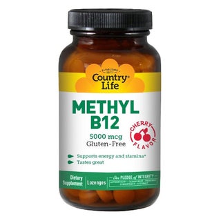 Country Life Methyl B12 5000mcg Cherry Flavor Lozenges For Energy Support, Pack of 60's