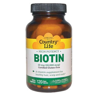 Country Life Biotin 10mg Gluten-Free Vegan Capsules For Hair, Scalp & Nails, Pack of 120's