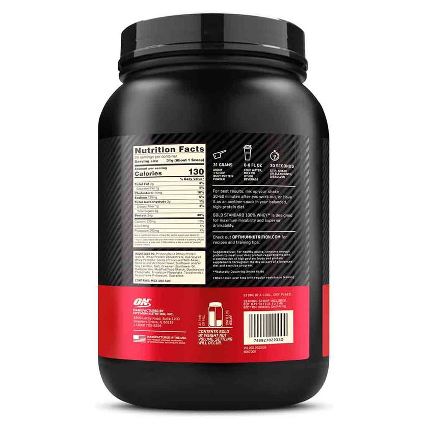 Optimum Nutrition Gold Standard 100% Whey Protein Powder Drink Mix, Chocolate Malt, 907g